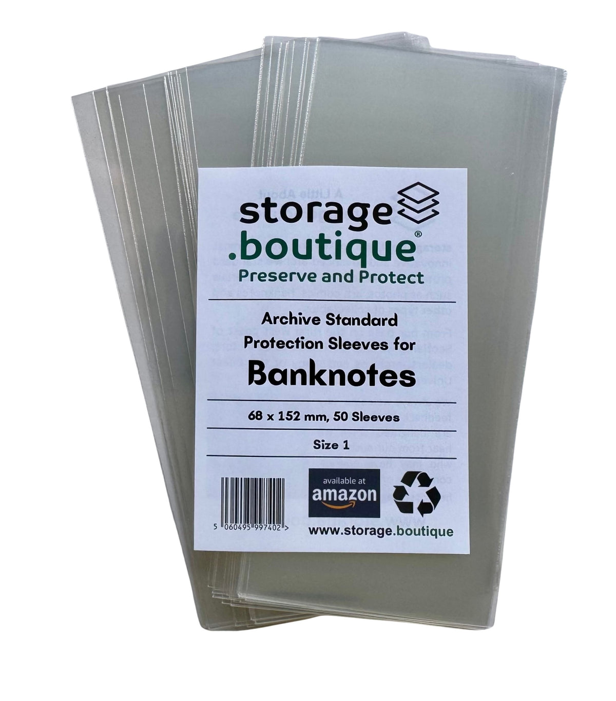 BANKNOTE Protection Sleeves, ARCHIVE STANDARD, Acid Free