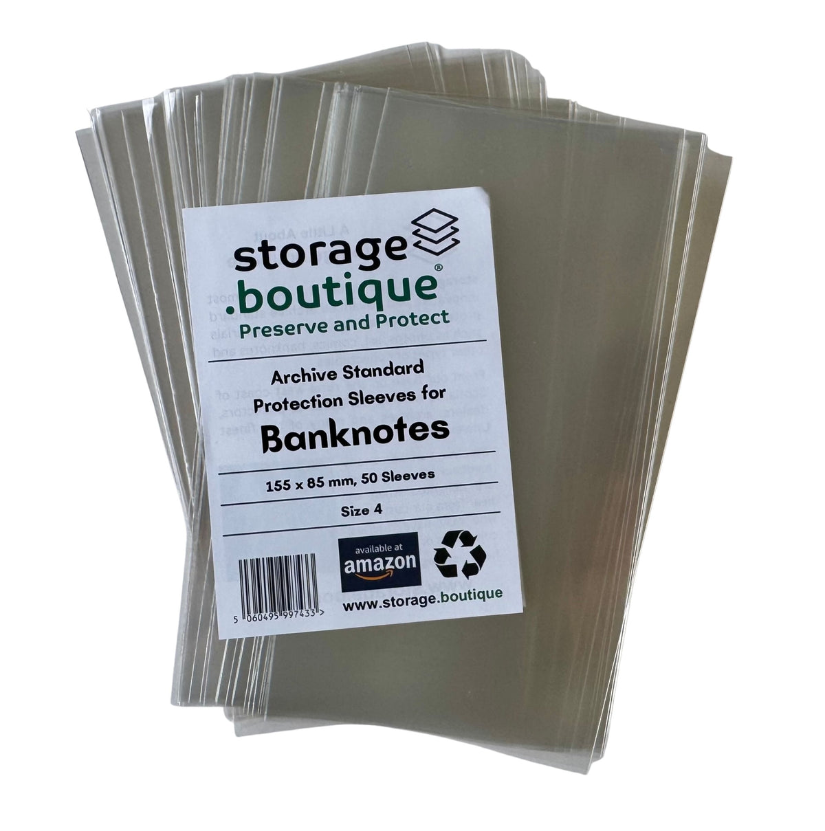 BANKNOTE Protection Sleeves, ARCHIVE STANDARD, Acid Free