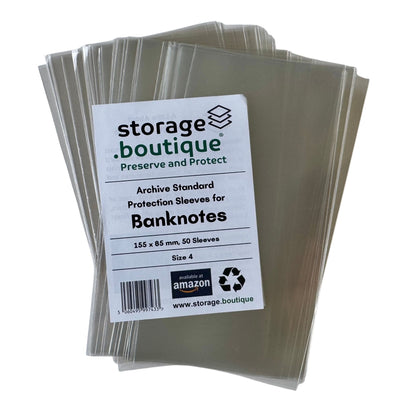BANKNOTE Protection Sleeves, ARCHIVE STANDARD, Acid Free
