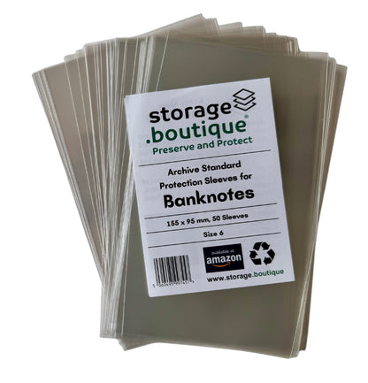 BANKNOTE Protection Sleeves, ARCHIVE STANDARD, Acid Free