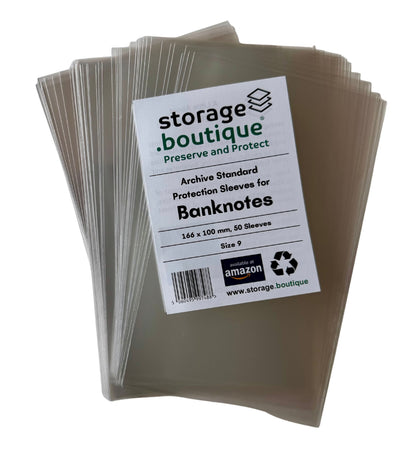 BANKNOTE Protection Sleeves, ARCHIVE STANDARD, Acid Free