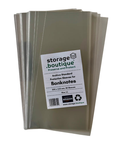 BANKNOTE Protection Sleeves, ARCHIVE STANDARD, Acid Free