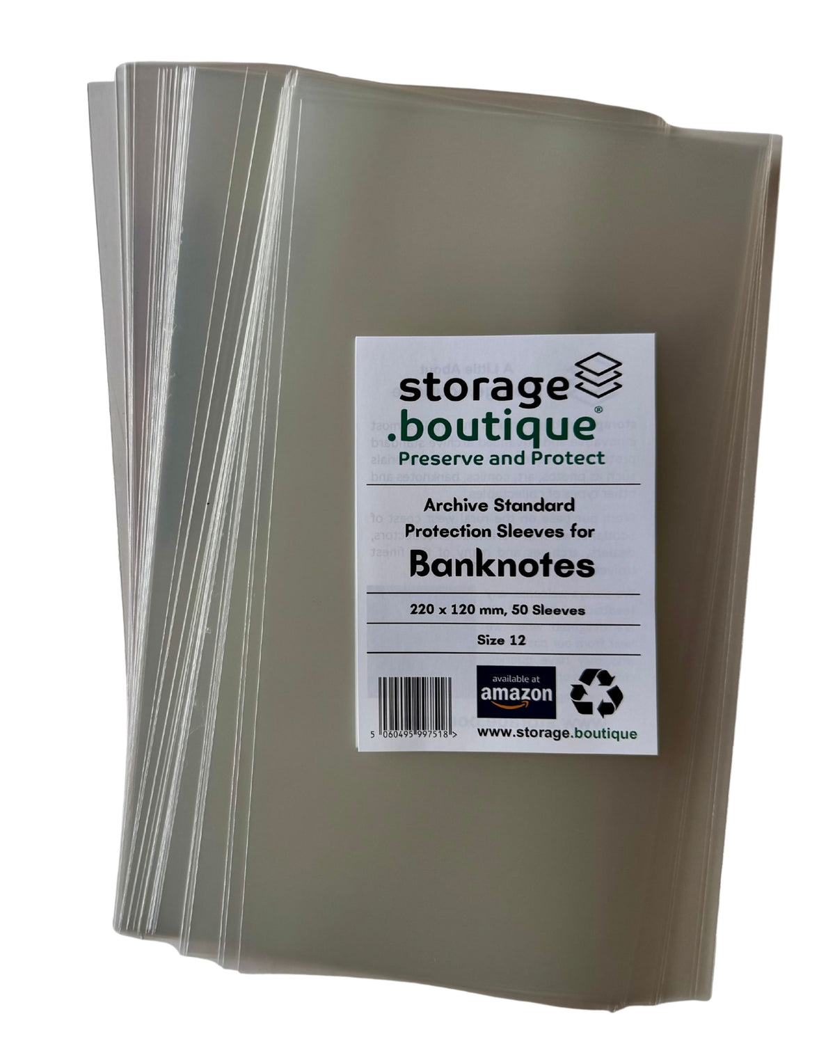 BANKNOTE Protection Sleeves, ARCHIVE STANDARD, Acid Free