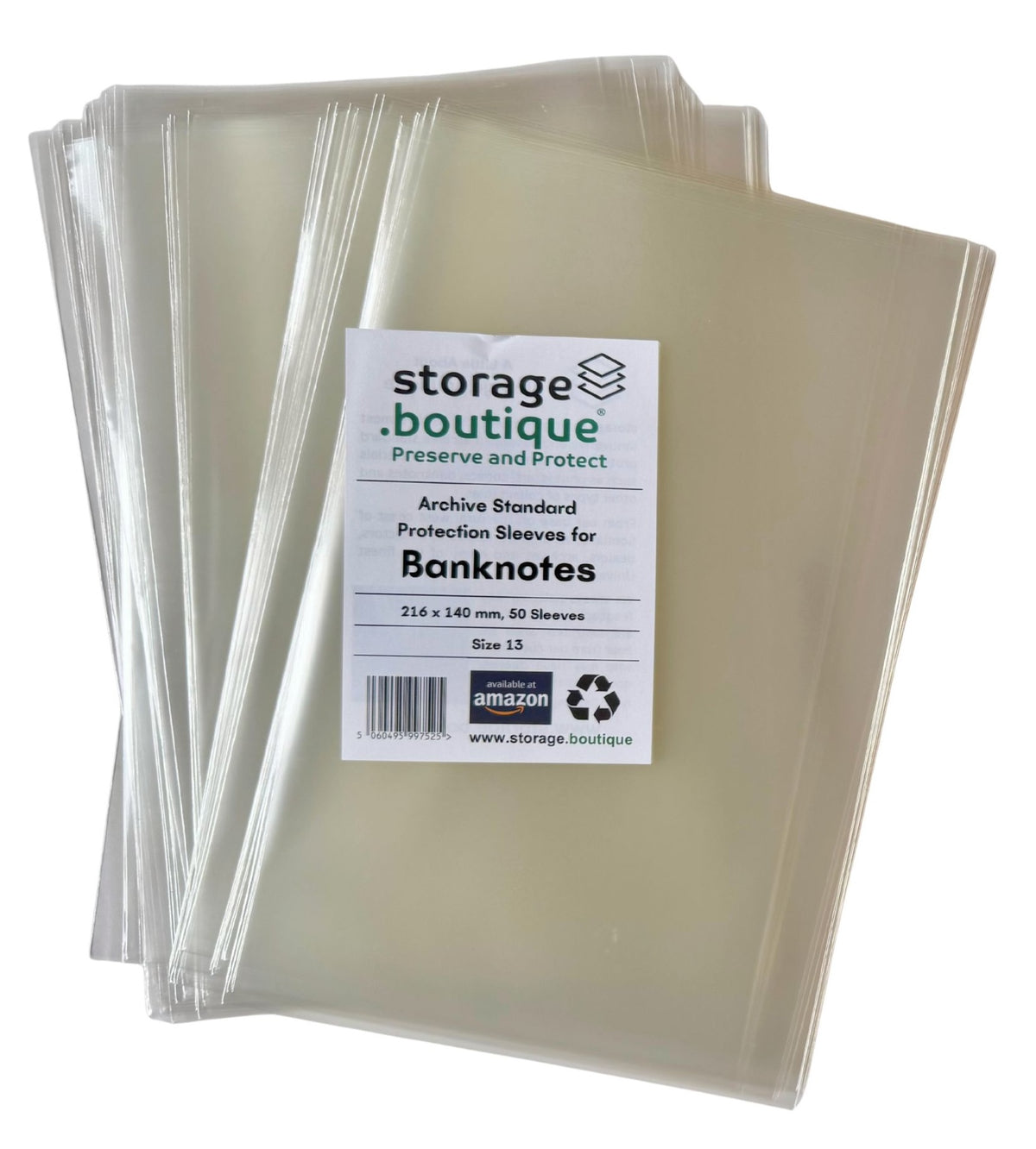 BANKNOTE Protection Sleeves, ARCHIVE STANDARD, Acid Free