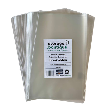 BANKNOTE Protection Sleeves, ARCHIVE STANDARD, Acid Free